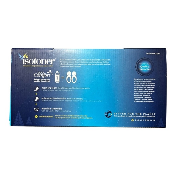 ISOTONER Memory Foam Brown Corduroy Slippers sz L (9.5-10.5) Eco Comfort NIB - Picture 4 of 5